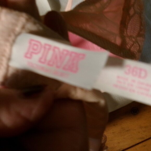 NWOT pink lace overlay date night bra push up underwired new 36D - Picture 5 of 5